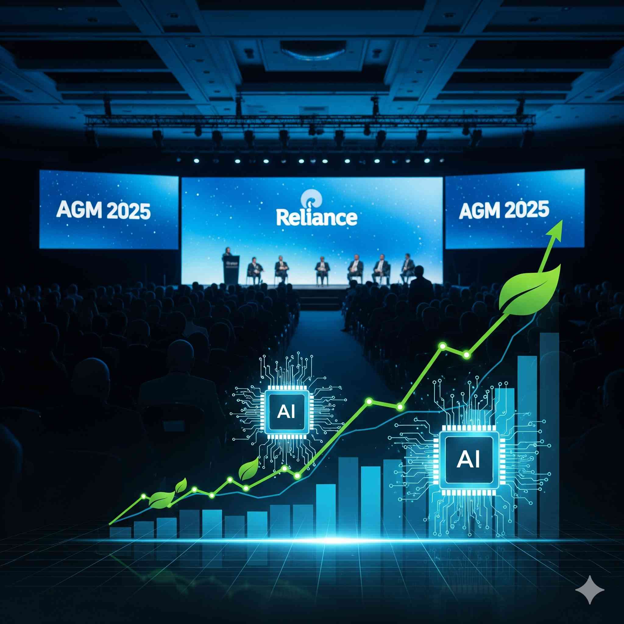 Reliance AGM 2025 highlights – Mukesh Ambani addressing shareholders on AI, green energy, and Reliance Jio’s future growth