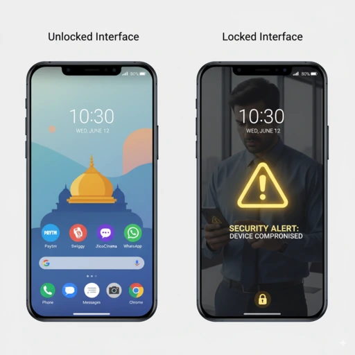 Smartphone locked vs unlocked screen comparison